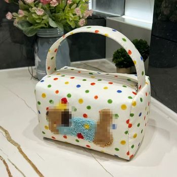 Ins Colorful Polka Dot Dachshund Portable Cosmetic Bag Large Capacity Storage Bag Outing Tote Bag for Cosmetics