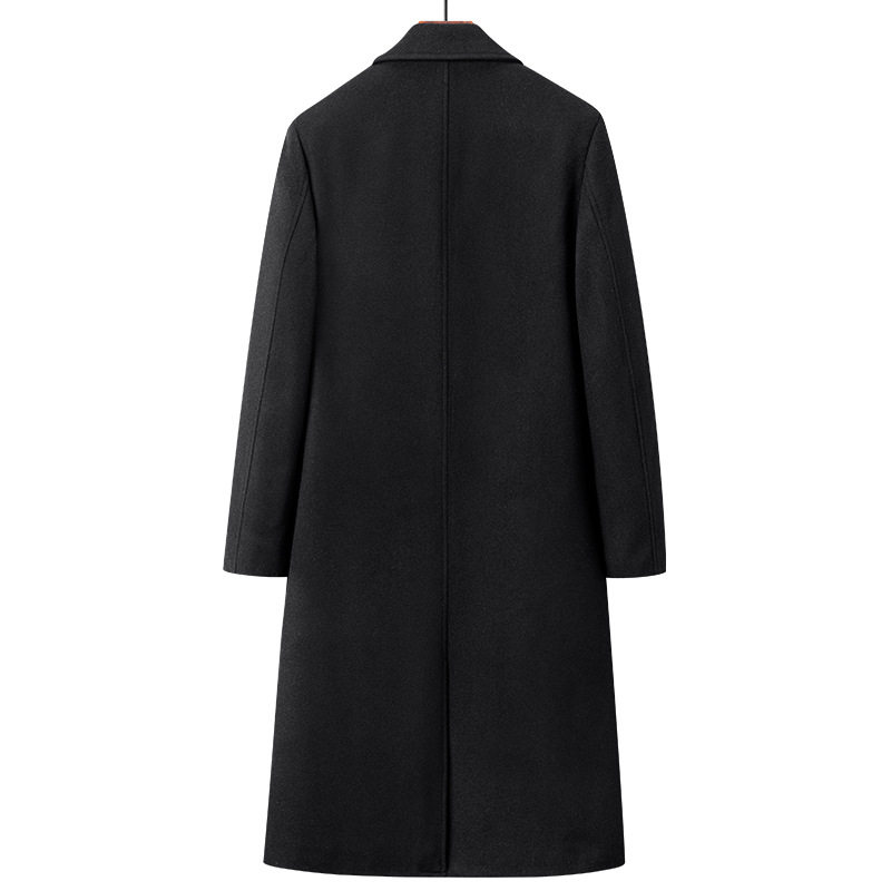 Mens Wool Blend Overcoat Mid Length Double Breasted Suit Collar Thickened Winter Fashion Outerwear Wholesale