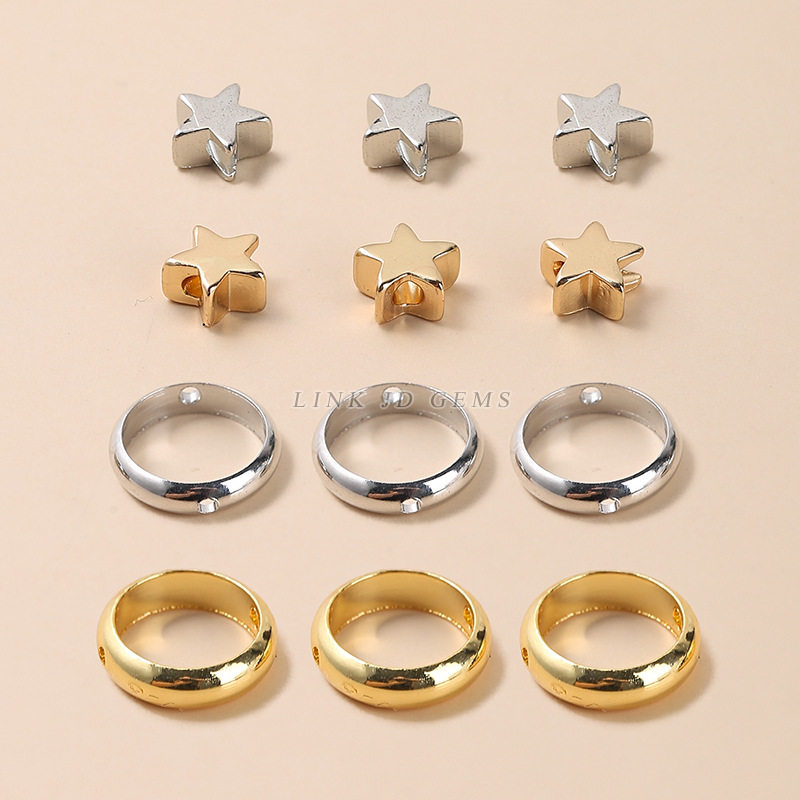 14/18K gold nine-character needle ball needle receptacle copper ring love-shaped diy jewelry spacer bead copper accessories wholesale