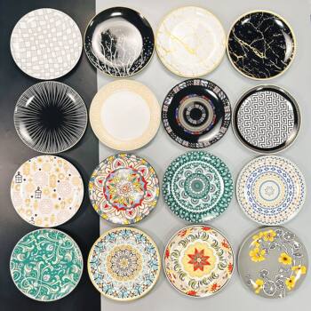 7 Inch Ceramic Pattern Bohemian Dish Dish Bone Spitting Dish Household Ceramic Plate Hotel Restaurant Wholesale
