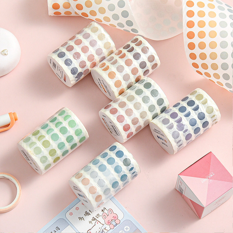 Morandi color basic solid color wave dot dot dot sticker tape ins Wind hand account and paper round dot sticker