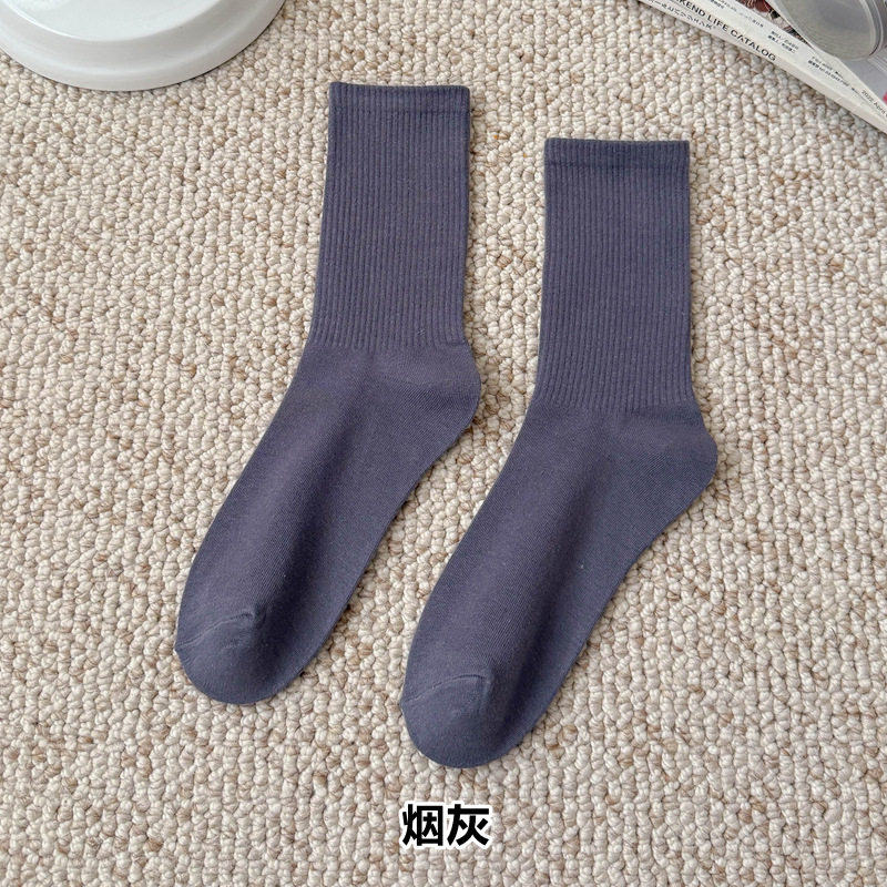 彩色袜子女长筒袜四季款ins潮流糖果色马卡龙中筒袜学生运动棉袜