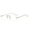 Cross-Border Gm Same Style Rimless Glasses for Men, Trendy Myopia Frames for Women, Plain Metal Square Anti-Blue Light Flat Glasses