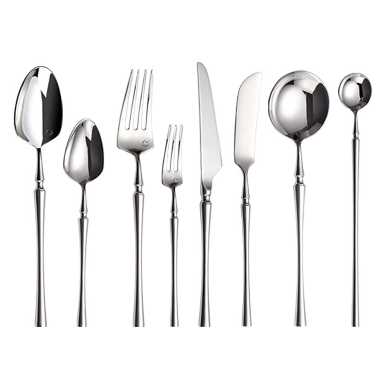 Small Waist Mirror Steak Knife, Fork and Spoon Three-Piece Set 304 Stainless Steel Fruit Fork Coffee Spoon Soup Spoon Tableware Set