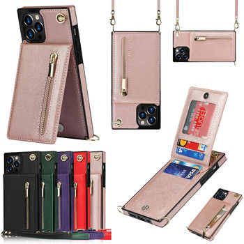Suitable for iPhone 17 Pro Max Phone Case, Crossbody Zipper, Apple 16E Card Slot Protective Case, Popular Leather Case