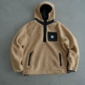 Hooded lambswool khaki