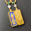 Longhu Mountain 1*3 Small Thangka Taoist Hand-Painted Pendant Gold-Painted Core Necklace God of Wealth Wenchang Dijun and Harmony Pendant