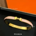 Gold pink enamel bracelet