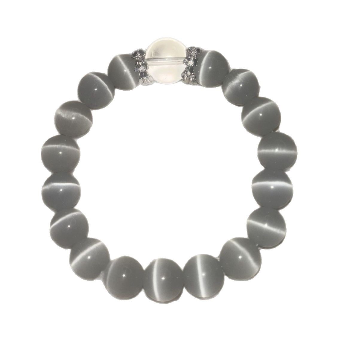 Sri Lanka Natural White Moonlight Bracelet Girl's Creamy Blue White Cat's Eye Crystal Bracelet Lychee Single Circle