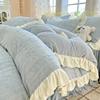 Korean Style Carved Velvet Milk Velvet Four-Piece Winter Coral Velvet Thickeneded Quilt Cover Flannel Bed Skirt Bed Bed Sheets Three-Piece Set