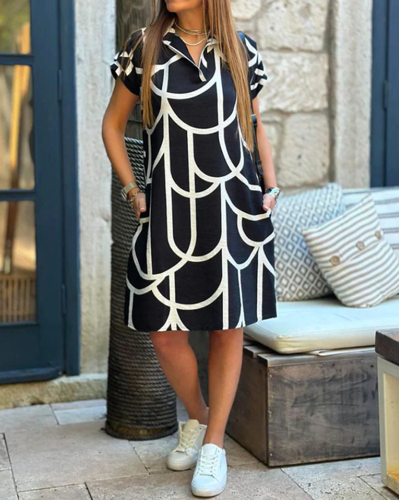 Summer Floral V Neck Pocket Short Sleeve Dress Womens Casual Style Perfect for Everyday Wear Wholesale Available