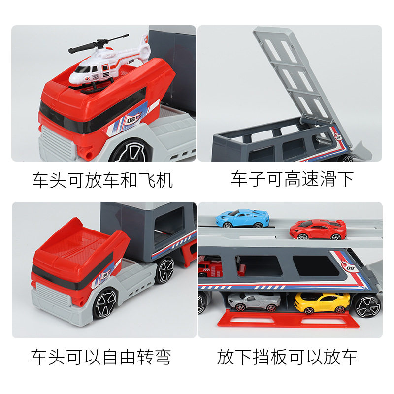 鹏乐宝P908-A1儿童军事货柜车可收纳滑行车子模型双层货柜车礼盒