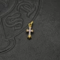 Cx098 gold small cross lilac diamond (about 23*9mm)