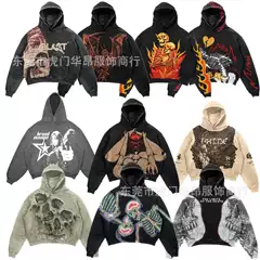 Cross-border Hot Spring and Autumn New Skull Funny Hooded Sweatshirt Men's 3D Digital Printing Polyester Healthy Cloth Coat Women