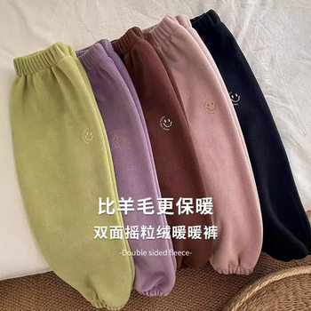 Children's Winter Double-sided Fleece Sports Pants Winter Girls' Fashionable Outer Wear Trousers Boys' Warm Casual Pants