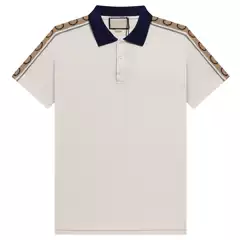High version fashion luxury GU home 2024SS new double G webbing polo shirt men's and women's business short sleeve T-shirt foreign trade cross-border