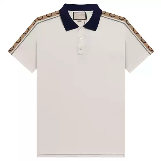 High version fashion luxury GU home 2024SS new double G webbing polo shirt men's and women's business short sleeve T-shirt foreign trade cross-border