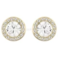 White crystal roman gold stud earrings