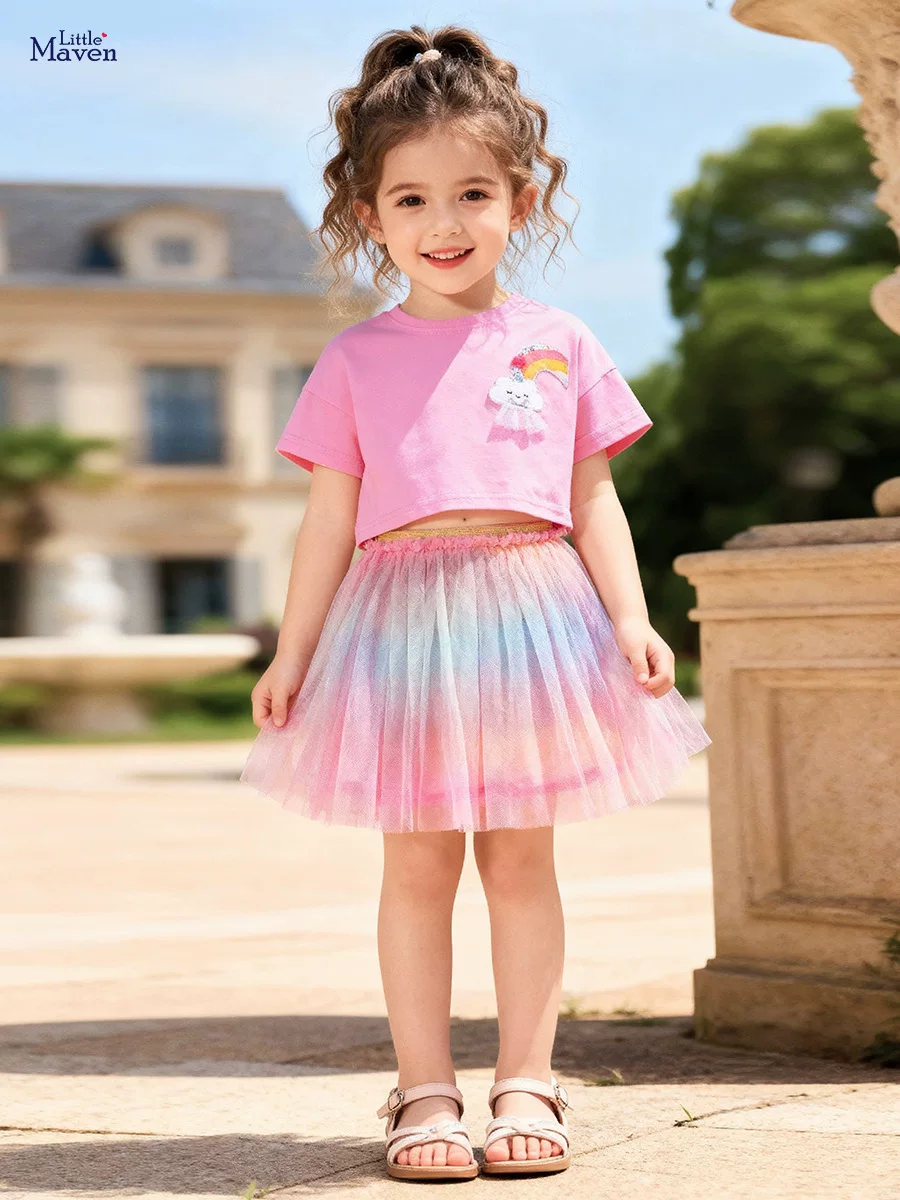 Summer Girls' Tulle Dress Set, Cute Kids' Outfit, [Style] Baby Set
