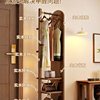 Solid Wood Clothes Hanger Bedroom Floor-Standing Coat Rack with Mirror Integrated Living Room Home Removable Multi-Functional Storage Rack