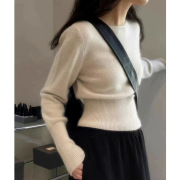 Women's Autumn and Winter Soft Waxy European High-end Short Waist Base Sweater