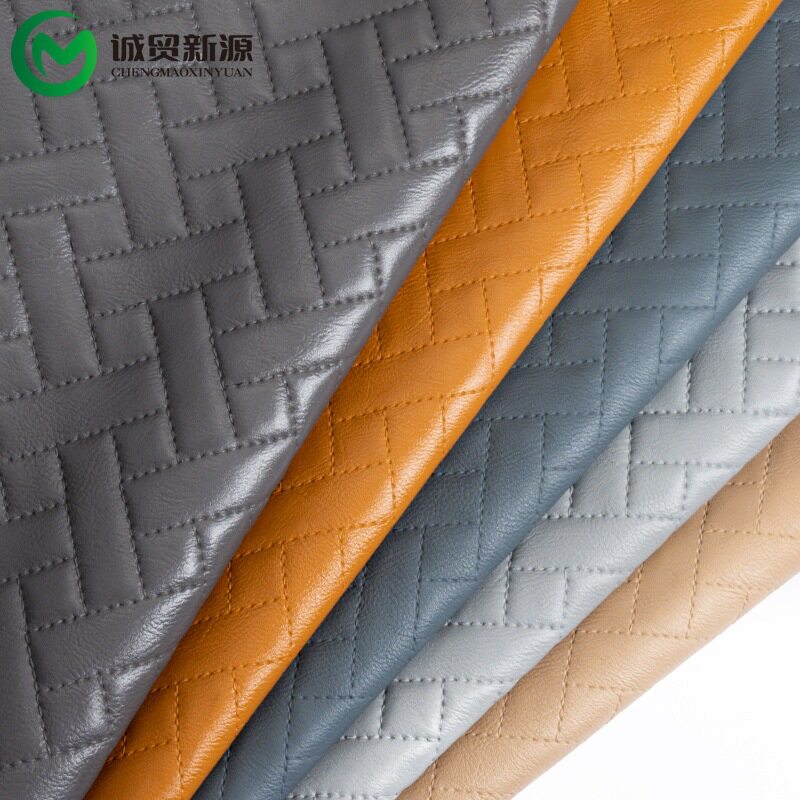 Braced Bottom Woven Pattern PVC Leather Cosmetic Bag Sofa Seat Cushion Shoe Material Furniture Artificial Leather Fabric Chengmao Factory