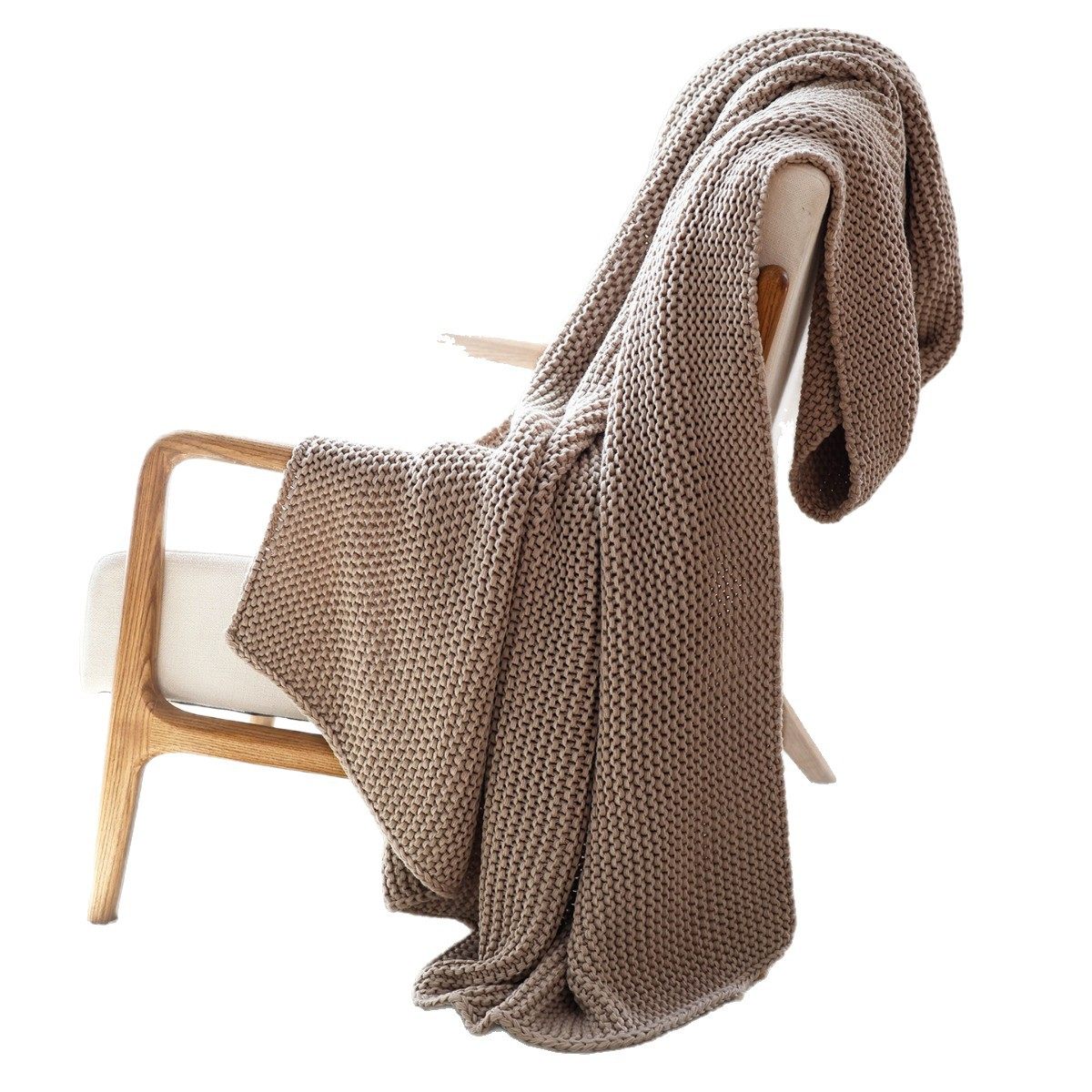 Scandinavian Export Knitted Thick Thread Blanket Pure Color Simple Style Thickeneded Throw Cross-Border Export New Sofa Decorative Blanket