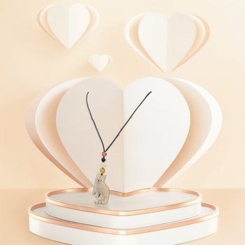 in stock new autumn and winter vintage rice gray kitten necklace niche design sweater chain brown hand braided rope clavicle chain