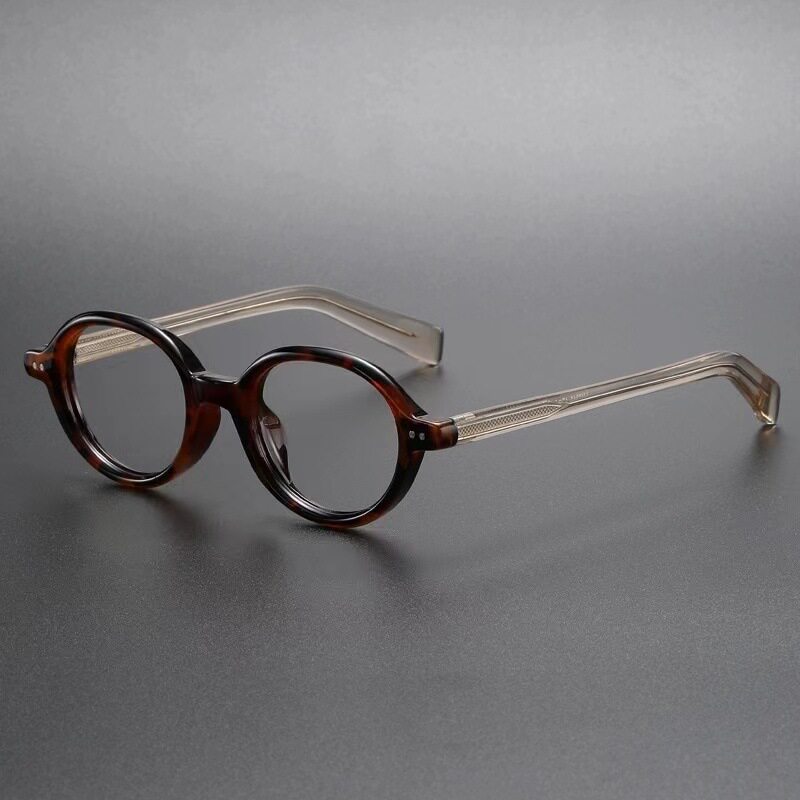 New Hong Kong style retro artistic myopia plate leg glasses frame men's and women's oval small frame plain glasses anti-blue light cross-border