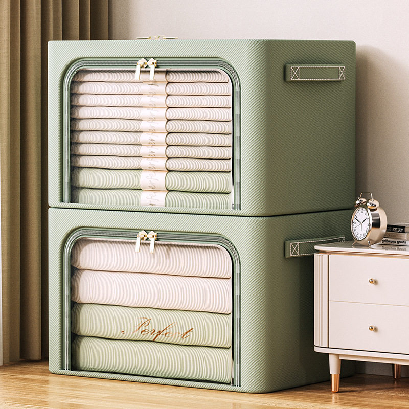 Oxford Cloth Storage Box for Home Clothes, Wardrobe Organizer, Foldable Steel Frame Fabric Storage Box