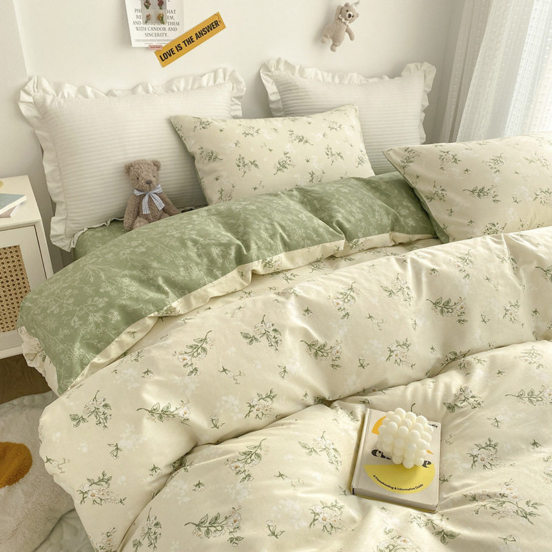 2025 Spring Cotton Small Floral Bed Four-piece Set Cotton Bed Sheet Bed Cover Three-piece Set Gift Group Purchase