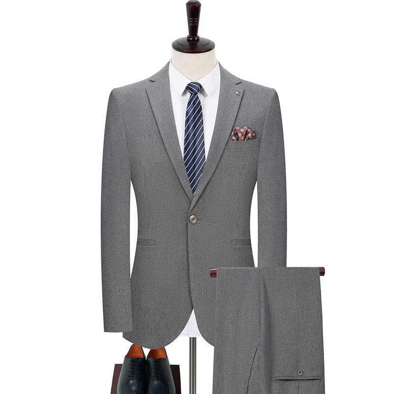 Bộ Vest Nam Màu Trơn Cao Cấp Phong Cách Lịch Lãm Công Sở - Áo Vest và Quần Tây Màu Xám