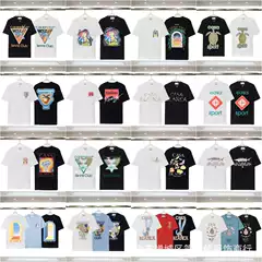 Cross-Border Summer Trendy Brand Casablanca Casual T-Shirt Cartoon Logo Printed Casablanca Couple Short-Sleeved T-Shirt