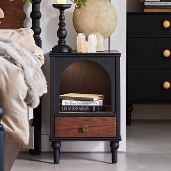 French-Style Simple Retro Solid Wood Bedside Table for Small Apartments, Modern Bedroom American-Style Storage Cabinet, Living Room Storage Cabinet