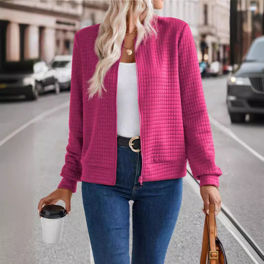 Autumn Long Sleeve Zipper Detail Cardigan Solid Color Lightweight Casual Style Wholesale Available