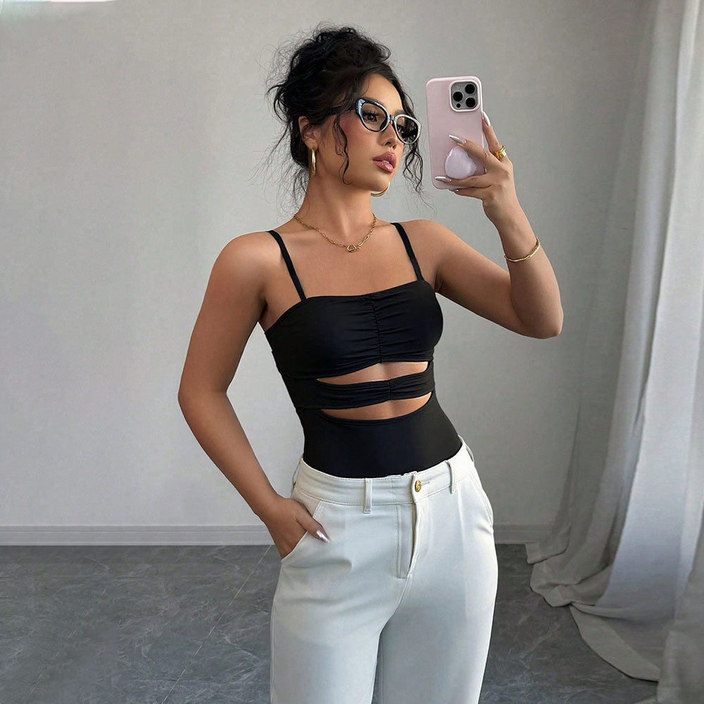 Womens Hollow Out Slim Fit Cami Top Summer Style Waist Defining Lightweight Fabric Wholesale Available