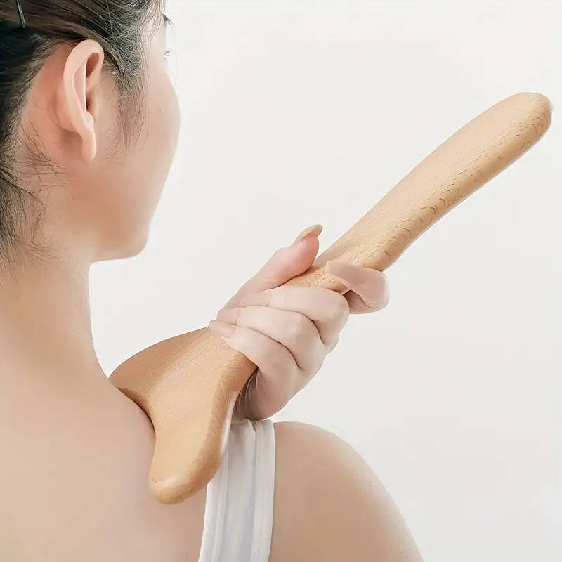 Beech Wood Fish Tail Scraping and Rolling Stick Swedish Wood Therapy Massager for Home Use, Suitable for Full Body Meridian and Back Beauty and Relaxation