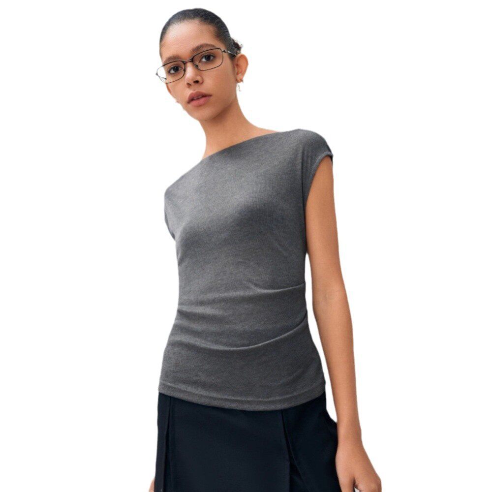 Womens Slim Fit Solid Color Short Sleeve T Shirt Round Neck Casual Style Summer Wear Wholesale Supply Available