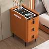 Solid Wood Bedside Table 2024 New Style Slit Small Cabinet Super Narrow Smart Super Narrow Very Narrow High-end Light Luxury Bedside Cabinet
