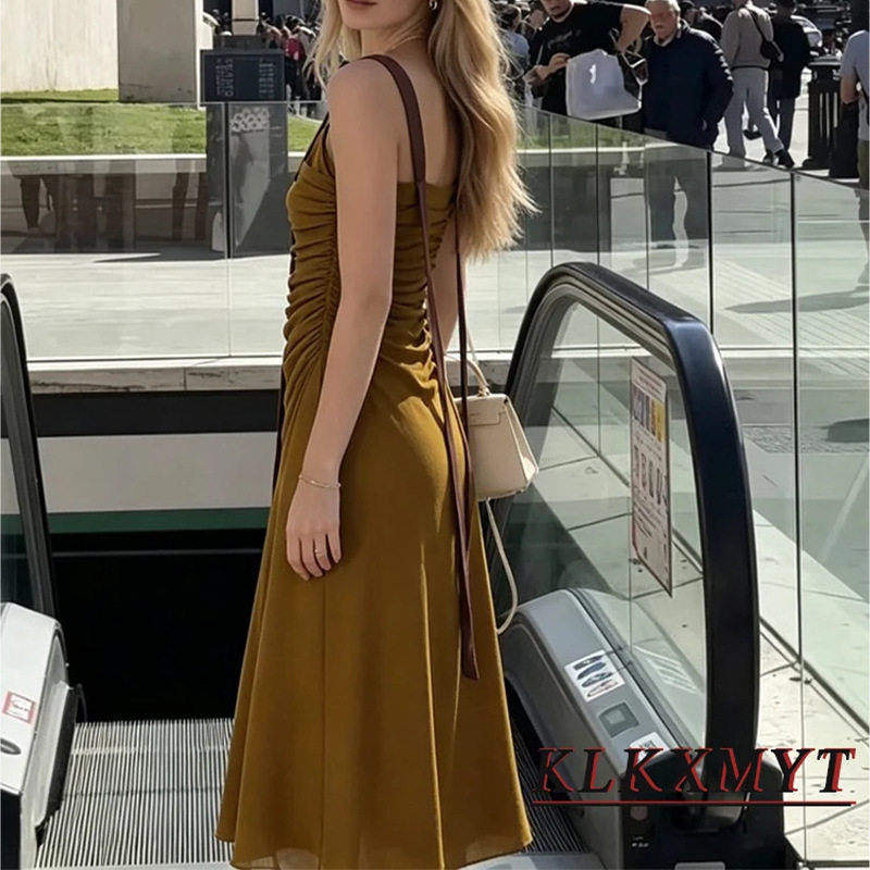 Sleeveless Ruffled Maxi Dress French Style Slim Fit Summer Fashion Perfect for Casual Outings Wholesale Available