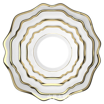 European Style Sunflower Bone Porcelain Plate White Phnom Penh Wedding Ornaments Ceramic suit Export Steak Plate Lace Plate