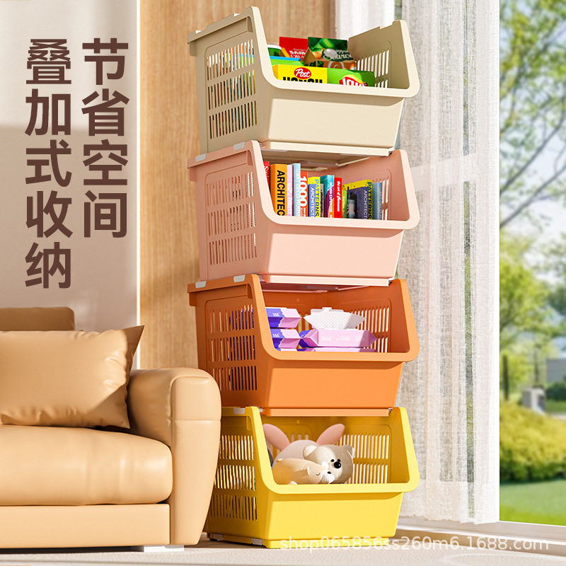 Kitchen storage rack vegetable and fruit storage basket multi-layer stackable mobile vegetable basket household snack toy storage rack