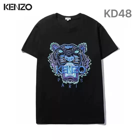 Cross-Border Trendy Brand Summer New Arrival Tiger Head Heat Transfer Graphic Print Couple's Loose Fit Casual Fashion Essential 100% Cotton Crew Neck T-Shirt