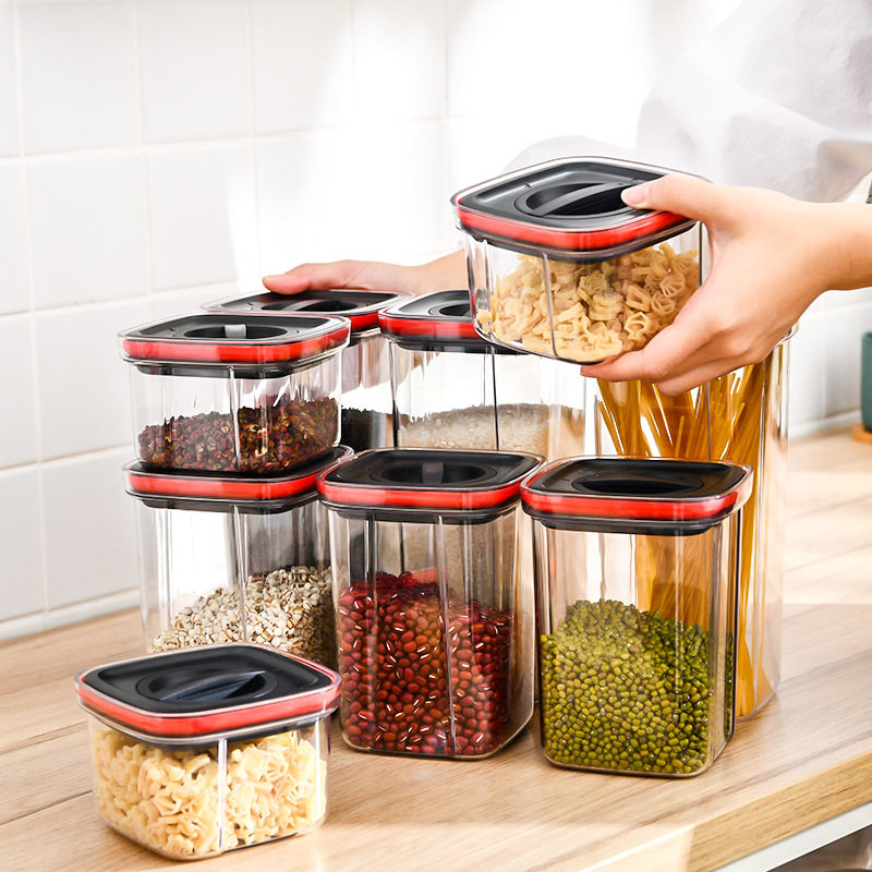 Kitchen Supplies Pe Thickeneded Food Sealed Jar Storage Box Transparent Plastic Food Snack Storage Jar Wholesale