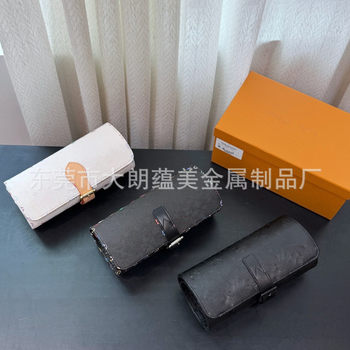 High-End Watch Box with 3 Pieces, Multi-Color Optional, Barrel-Shaped Wear-Resistant Leather, Accessible Luxury, Large Capacity, Exquisite Business Storage