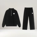 Black half zip straight-suit