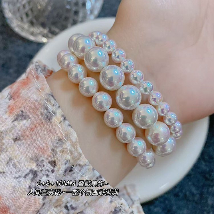 Akoya Aurora Goddess/Natural Australian Mother-Of-Pearl Pearl Bracelet for Women, Australian White Strong Luster Layered Pearl Bracelet, Light Luxury