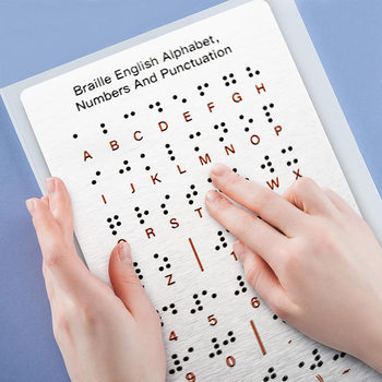 Braille Alphabet Board with Raised Dot Numbers Punctuation, Braille Learning Education for Beginners Blind Children Teaching