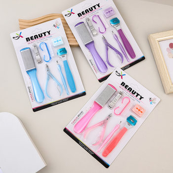 Beauty makeup tools suit multi-function nail clippers file cleaning brush suction card set nail trimming manicure equipment