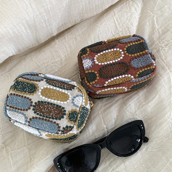 Embroidered Coin Purse Mini Bag Lipstick Cosmetics Bag Small Portable Cosmetic Bag Id Bag Card Bag Key Bag